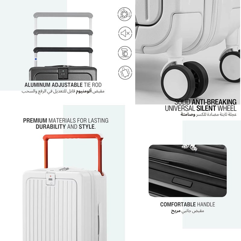 Tereplus 20-inch Carry-on Luggage with Front Open Laptop Compartment, USB Port, and Cup Holder - Black - Image 4